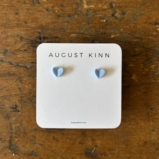 Resin Heart Stud Earrings - Blue