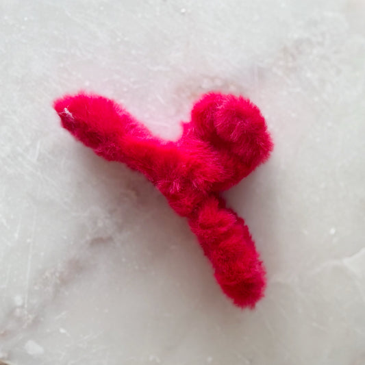 Fluffy Hair Clip - Red
