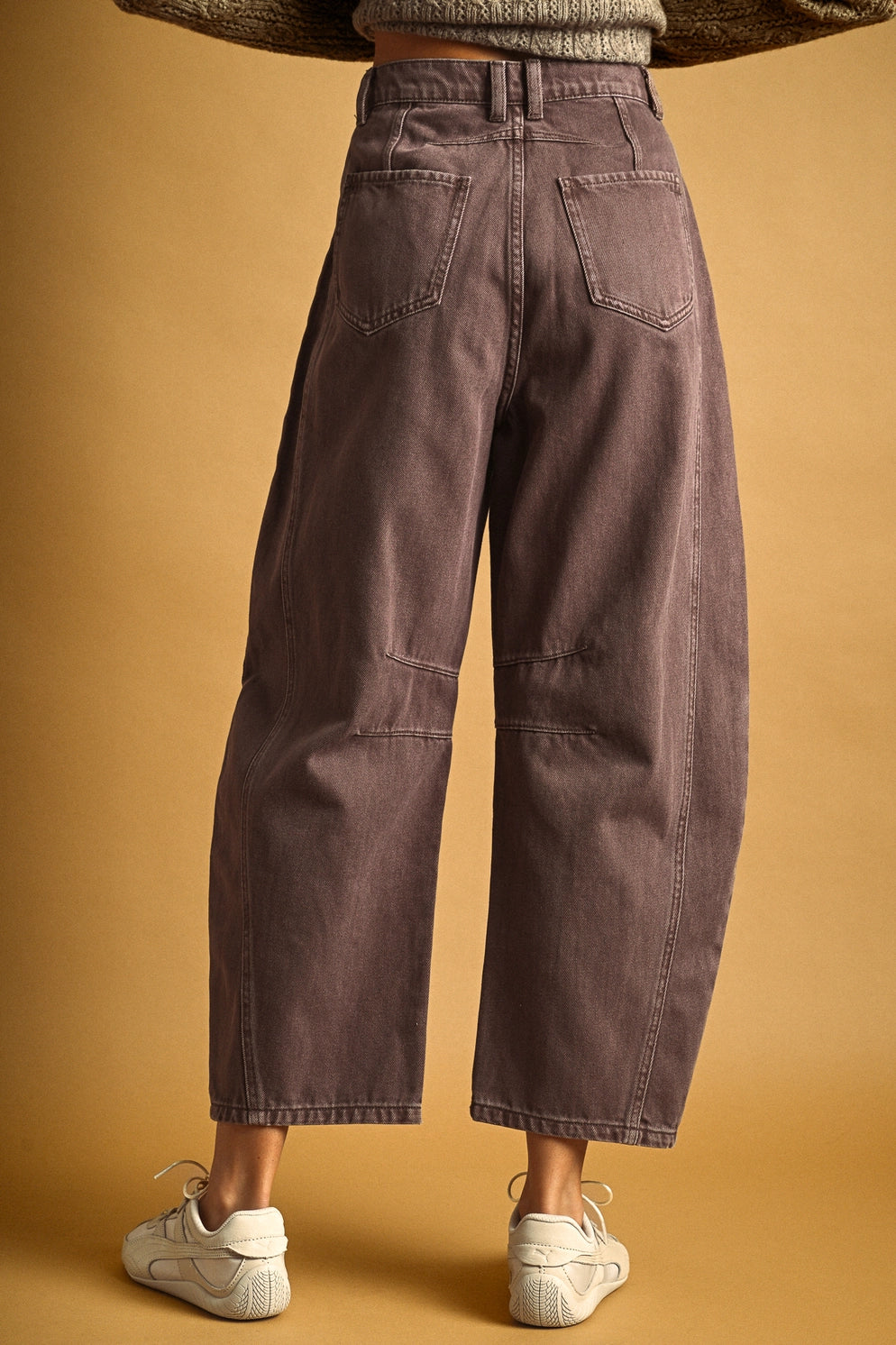 Denim Barrel Pant - Red Bean