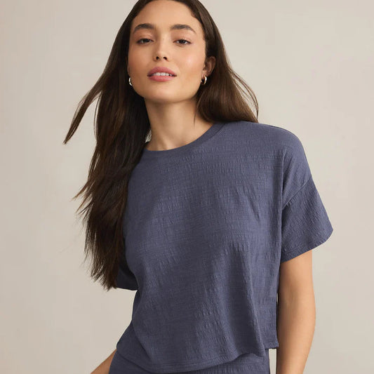Sway Textured Cropped Tee - Worn Blue