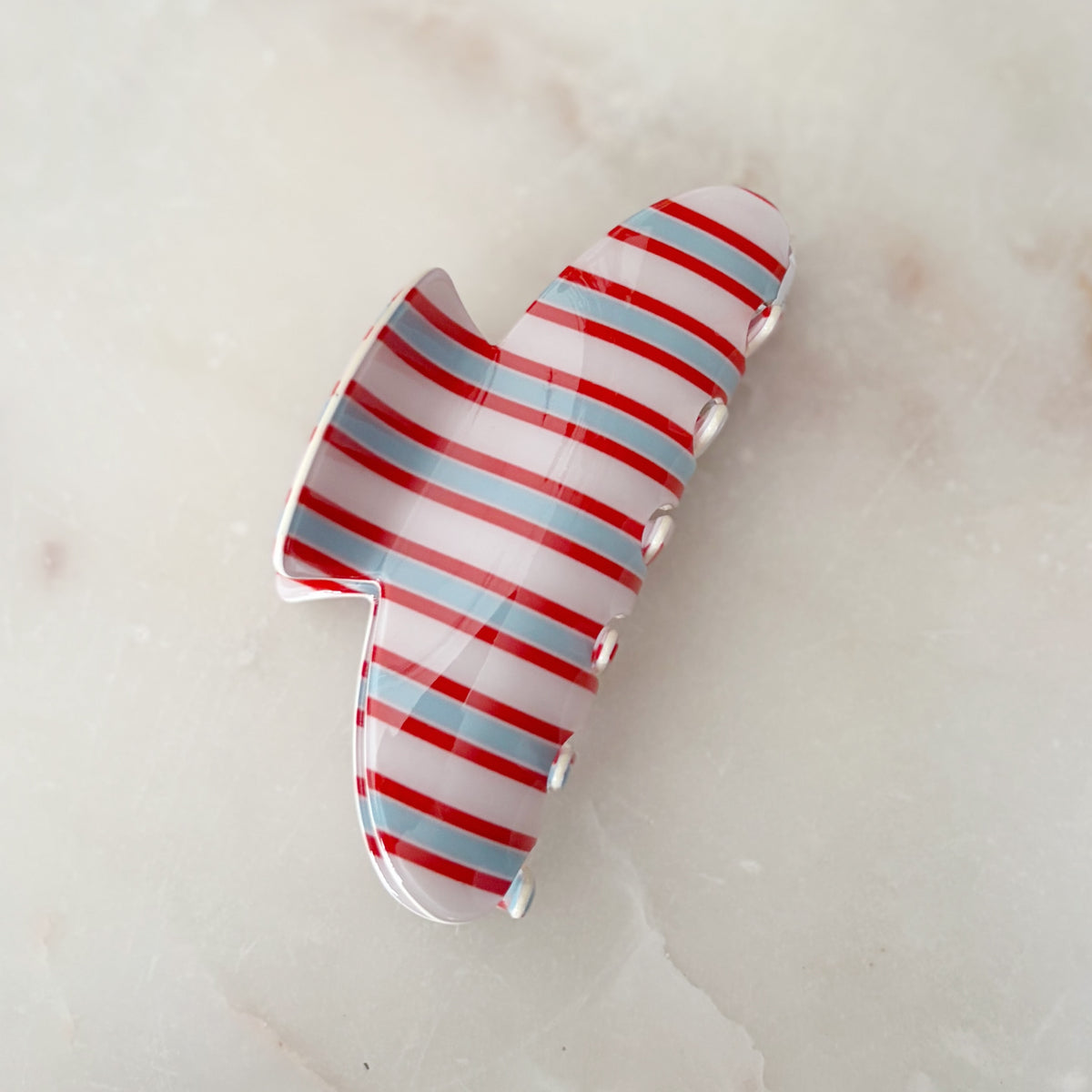 Arc Hair Clip - Red/Blue Stripes