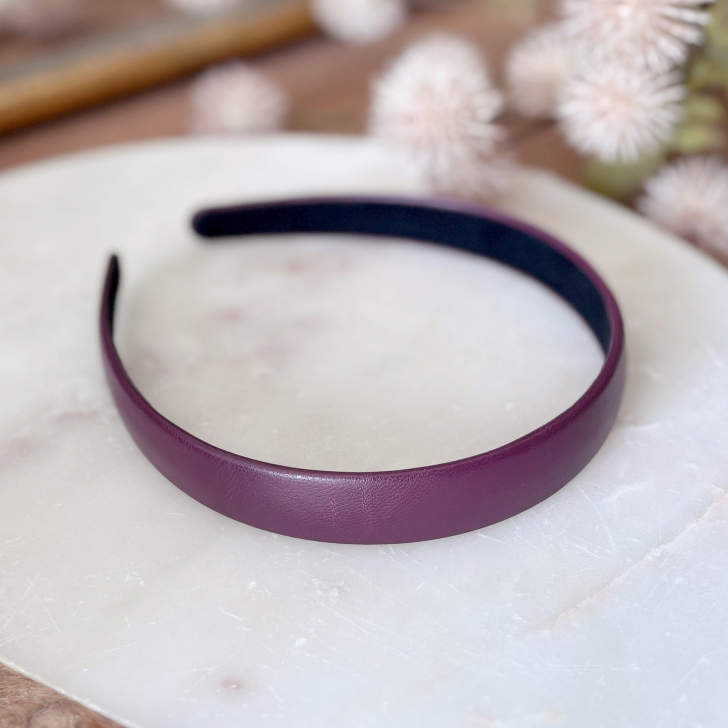 Leatherette Headband - Burgundy