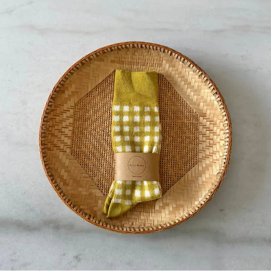 Cotswold Gingham Socks - Golden Moss