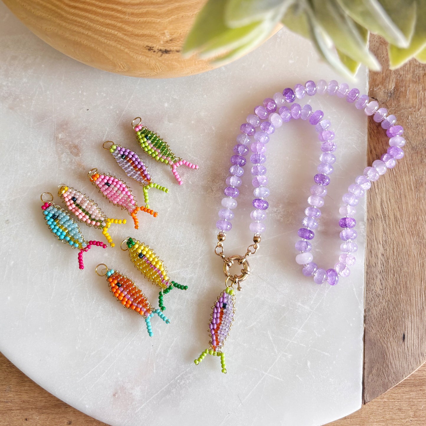 Beaded Fish Charm