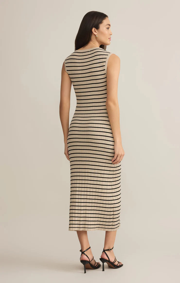 Giselle Stripe Rib Maxi Dress - Sandshell