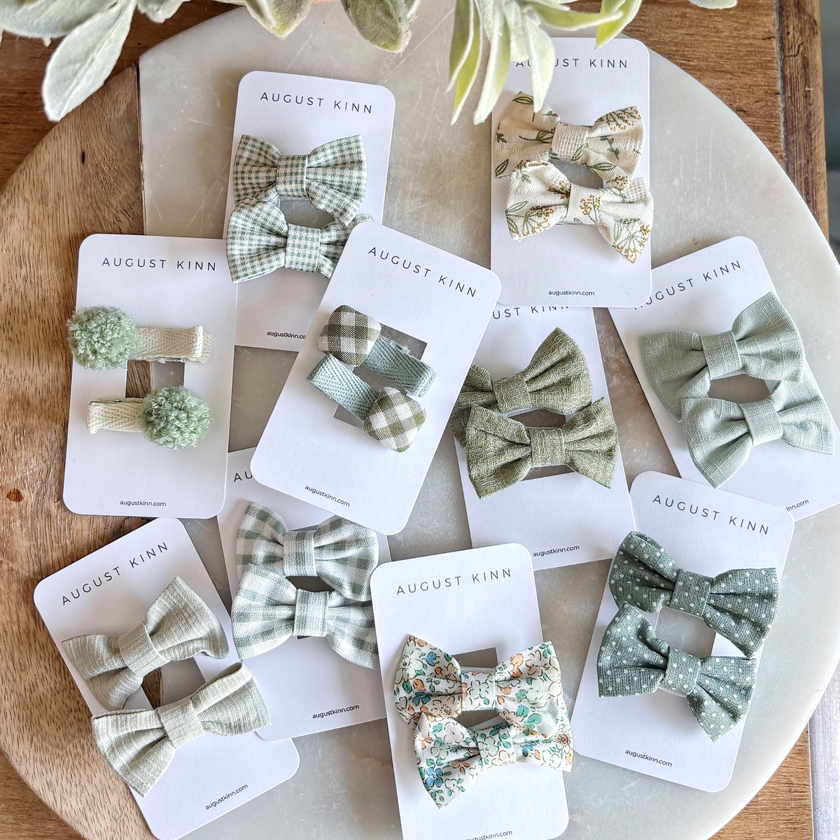 Mini Hair Clips - Green (set of 2)