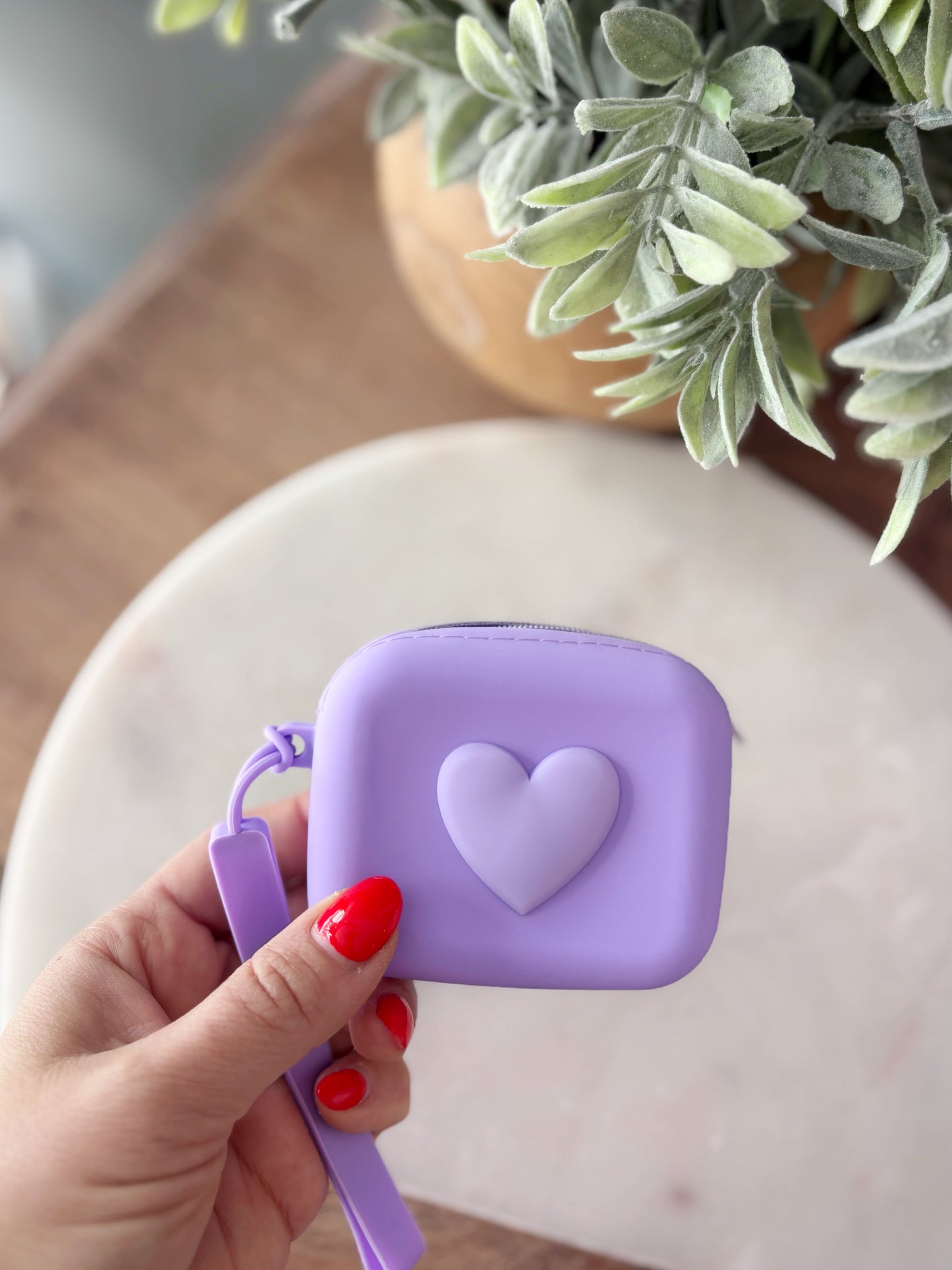 Silicone Heart Coin Purse - Purple