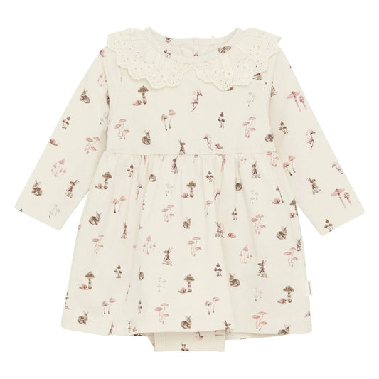 Cotton Dress Onesie - Mushroom