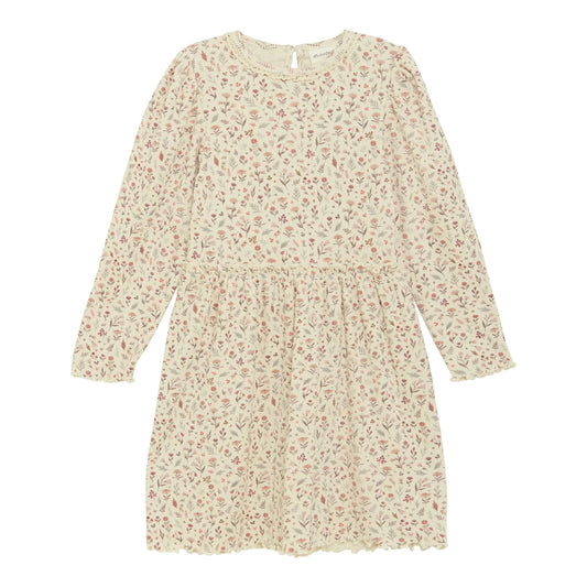 Ribbed Dress - Cream Floral