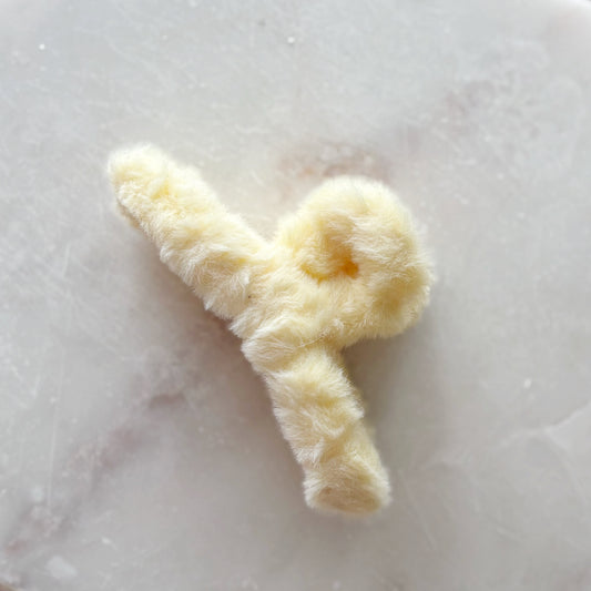 Fluffy Hair Clip - Yellow