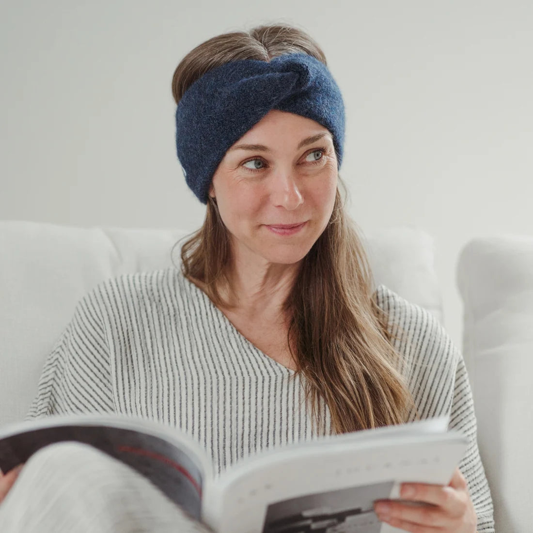 Twisted Baby Alpaca Headband - Denim