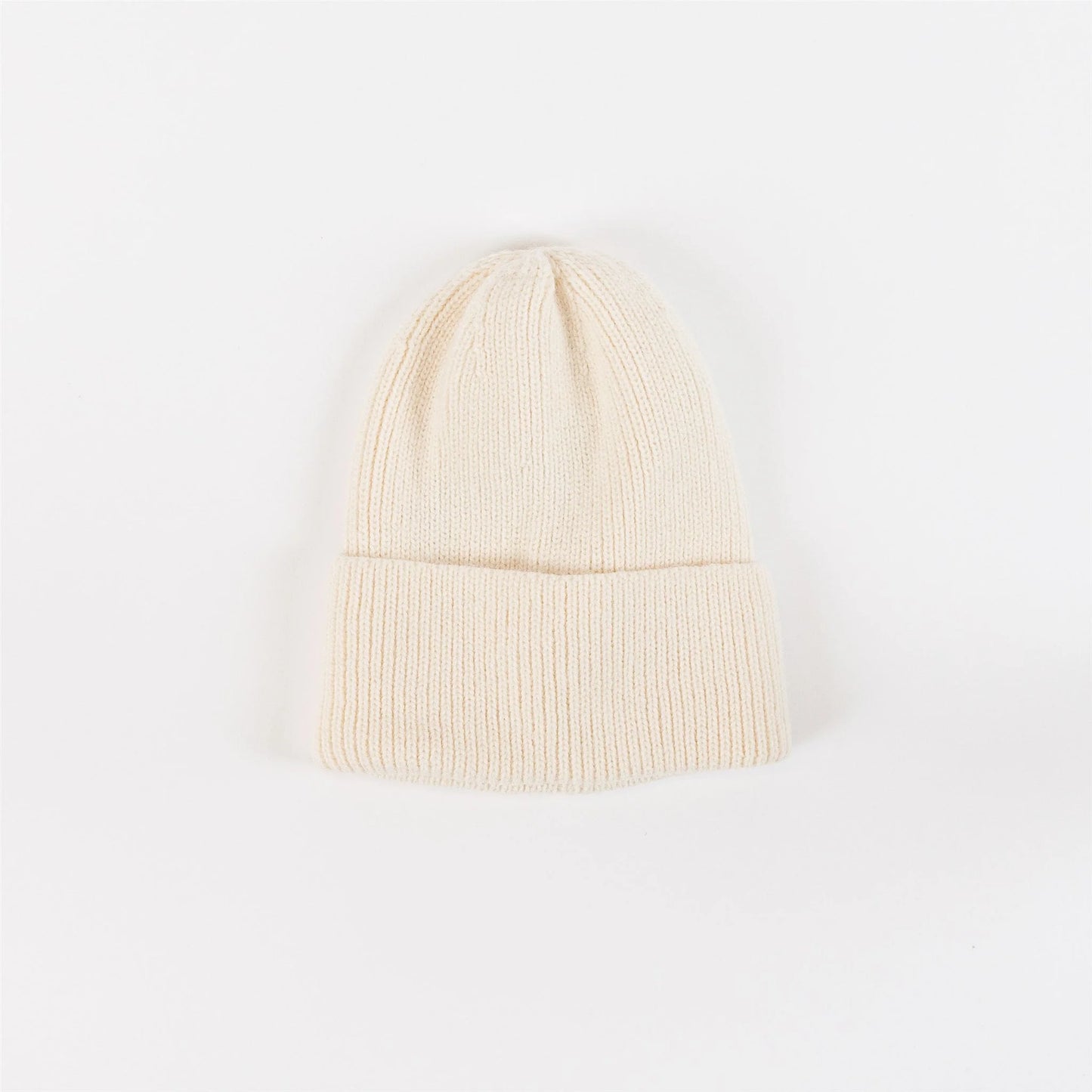 Ribbed Knit Hat - White