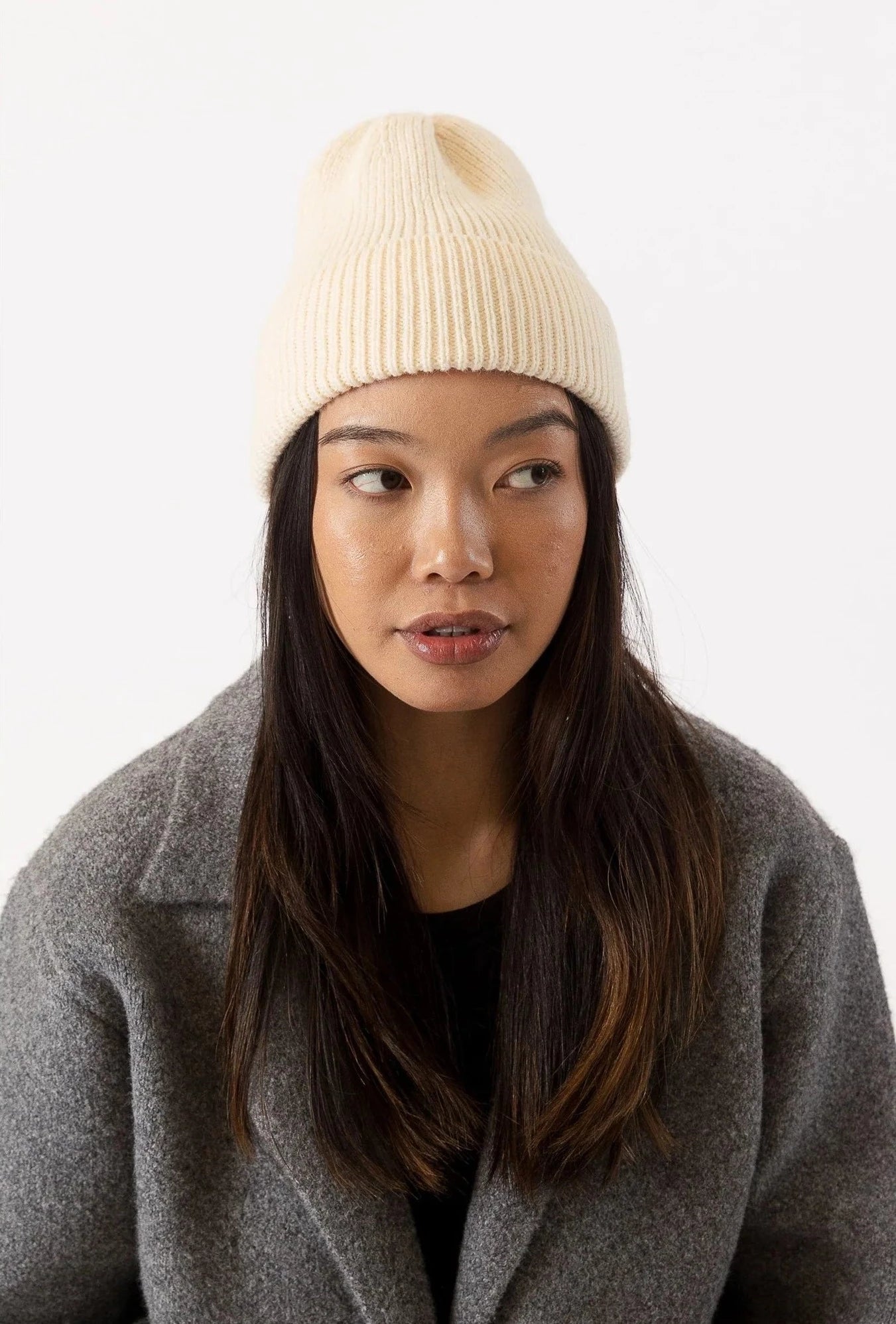 Ribbed Knit Hat - White