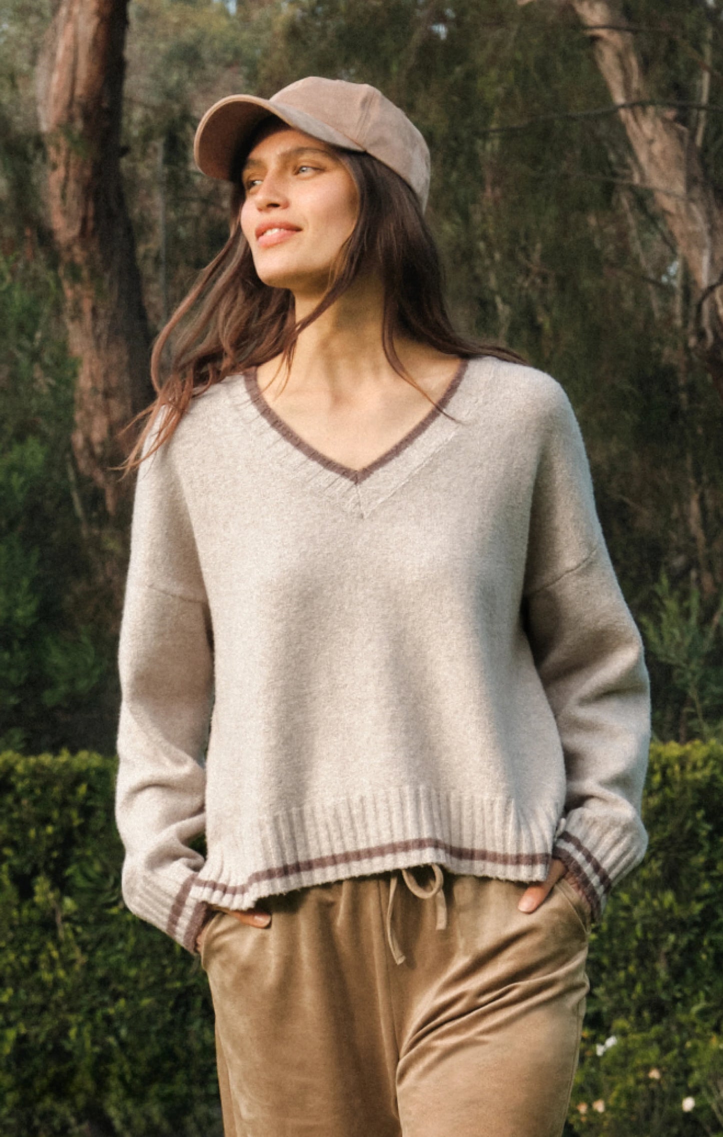 Endure V-Neck Sweater - Natural Heather