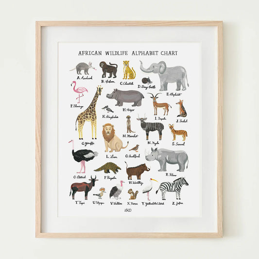 Art Print - African Wildlife Alphabet Chart