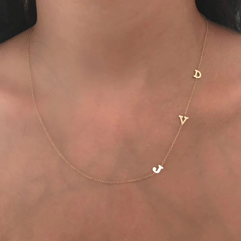 14K Gold Asymmetrical Initial Necklace