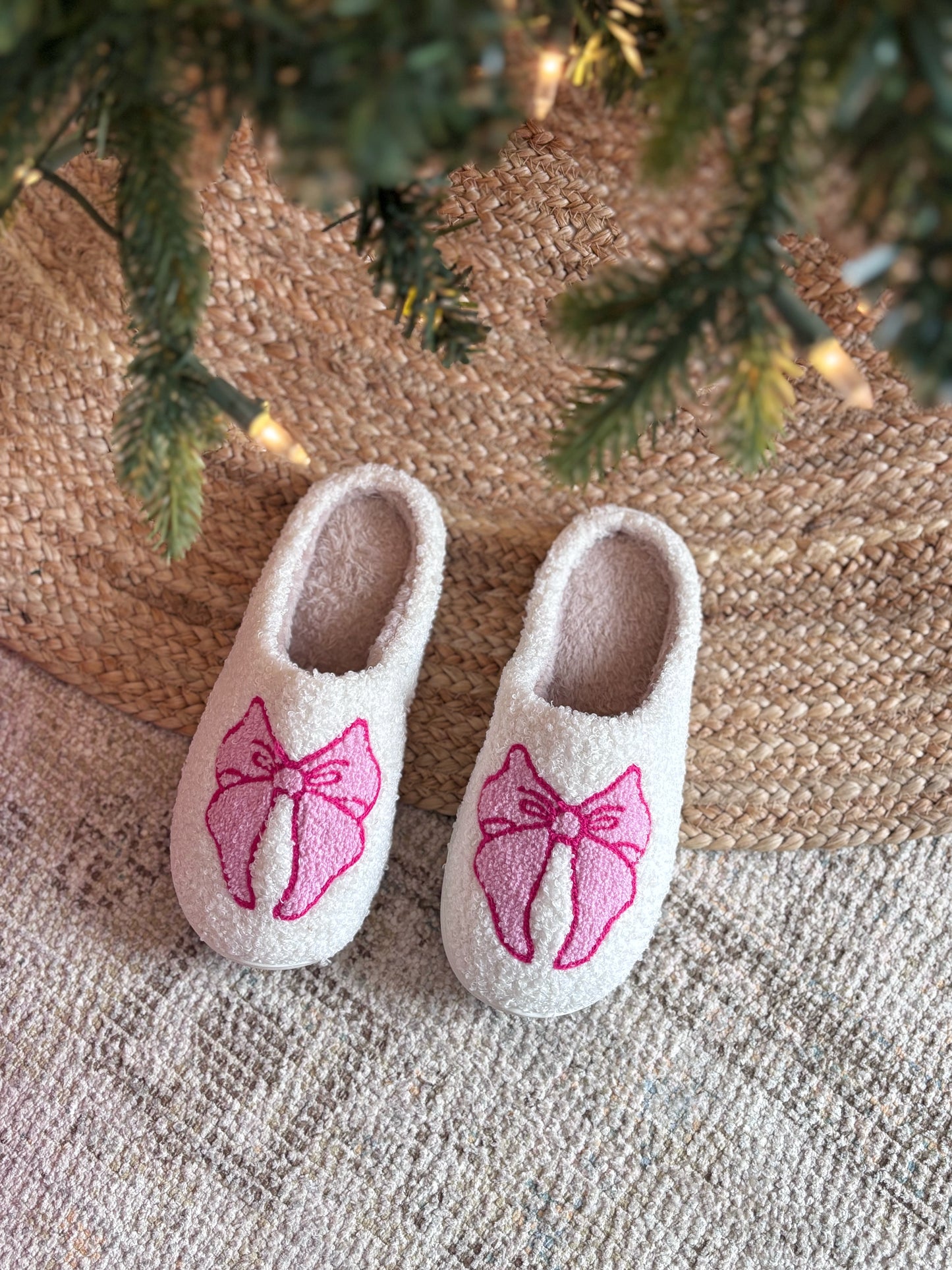 Sherpa Memory Foam Slippers - Bows