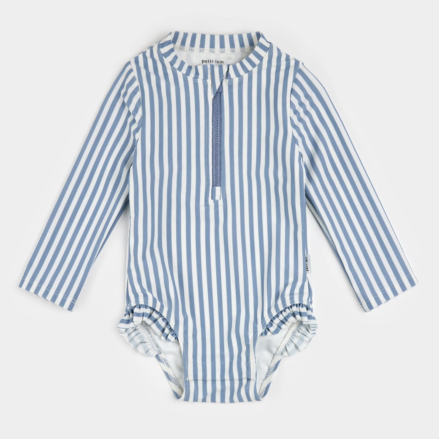 Long-Sleeve One-Piece Swimsuit - Blue Stripe