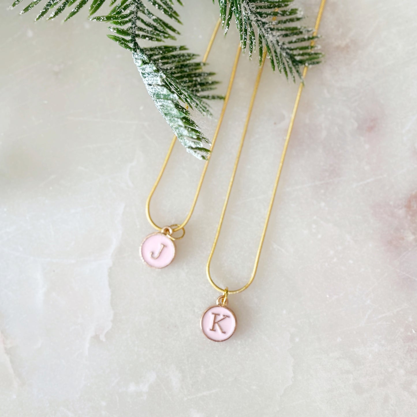 Initial Necklace - Pink
