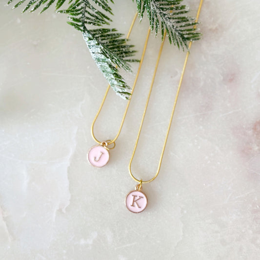 Initial Necklace - Pink