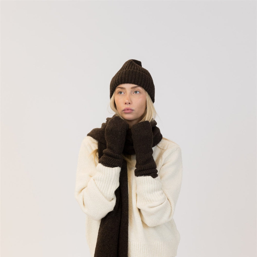 Ribbed Eco Beanie - Chocolate Brown