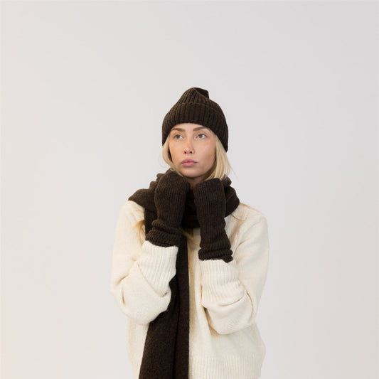 Ribbed Eco Beanie - Chocolate Brown