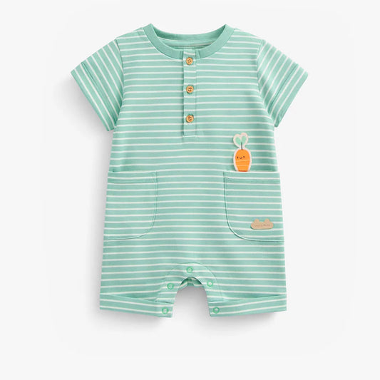 Green Striped  Romper