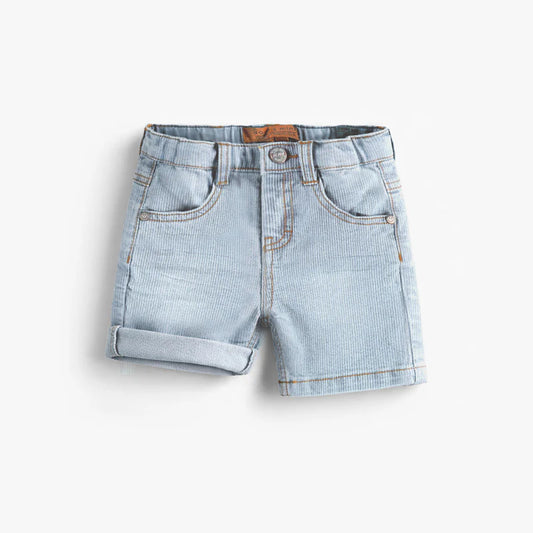 Blue Striped Denim Bermuda Shorts