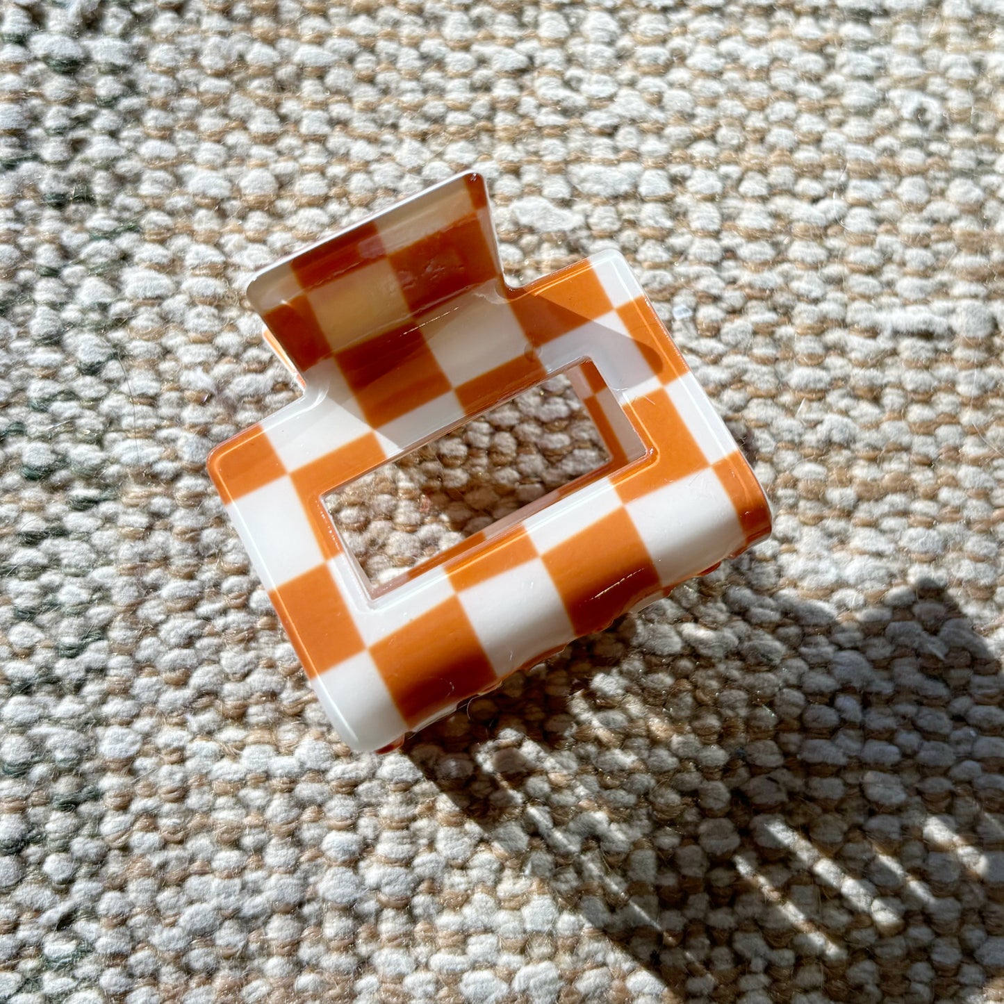 Hair Claw Clip - Checkered Caramel