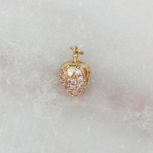 Pave Strawberry Charm - Gold