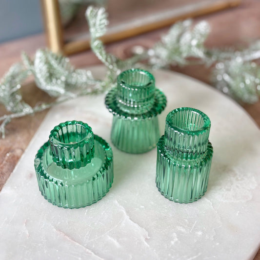 Glass Candle Holder - Emerald