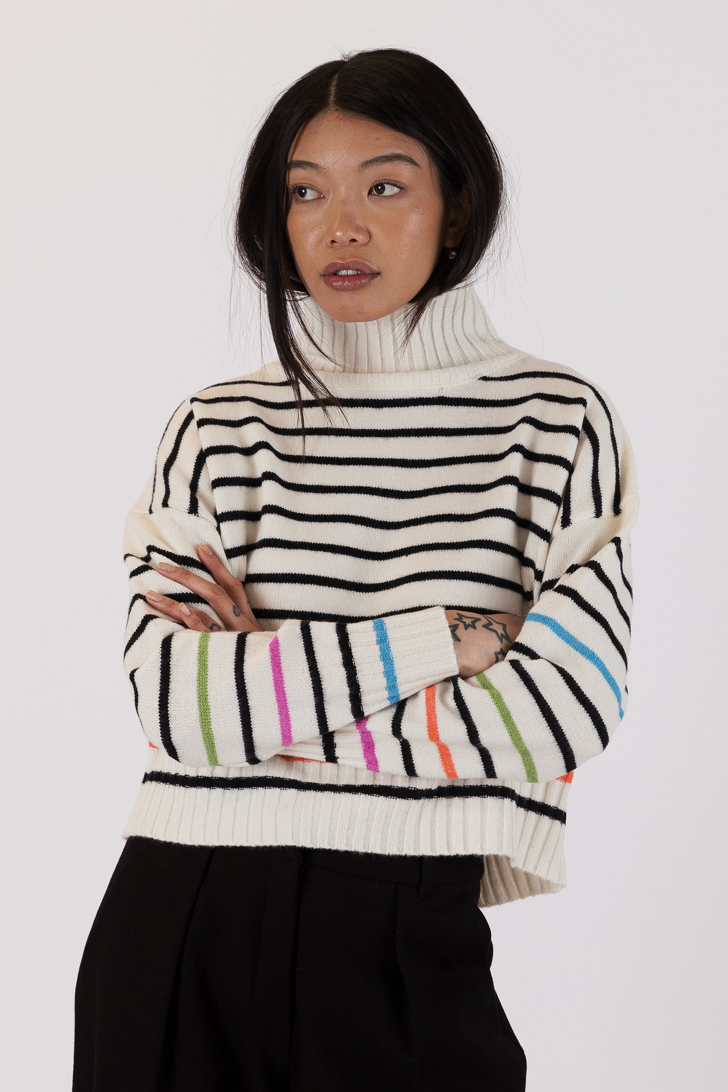 Curtis Mockneck Sweater - Stripe