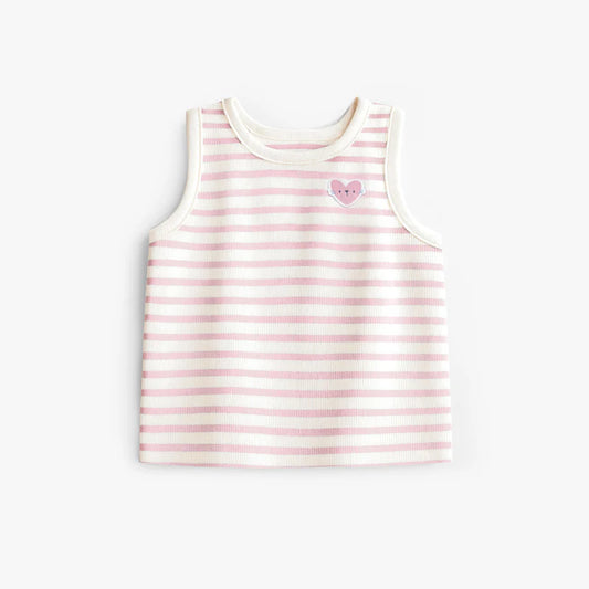Tank Top - White and Pink Stripes