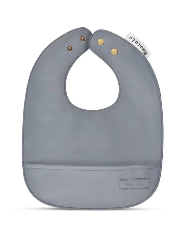 Soft Vegan Leather Bib - Grey