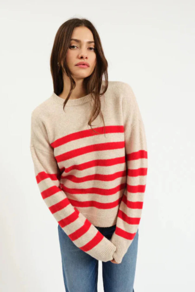 Carlyle Everyday Crewneck Sweater - Red Out Stripe