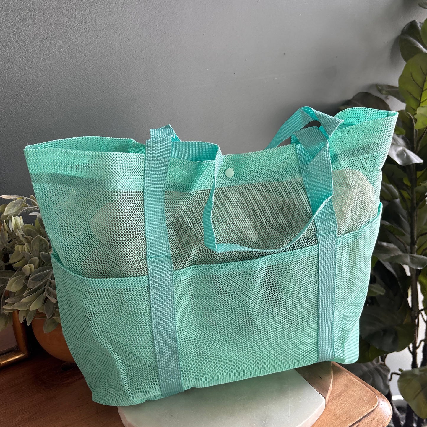 Mesh Tote Bag - Aqua