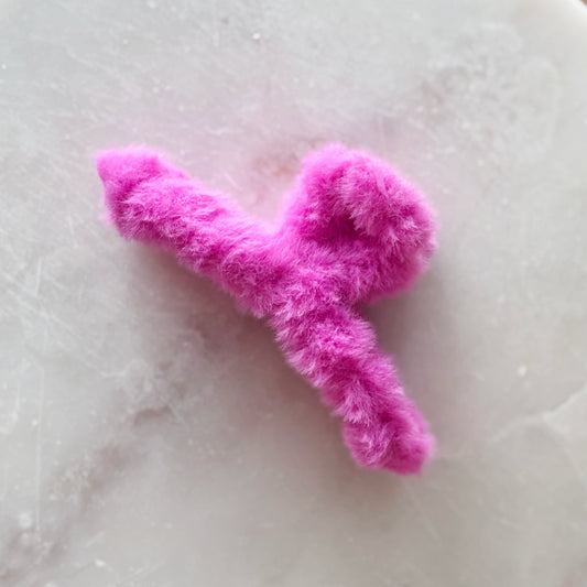 Fluffy Hair Clip - Bright Pink