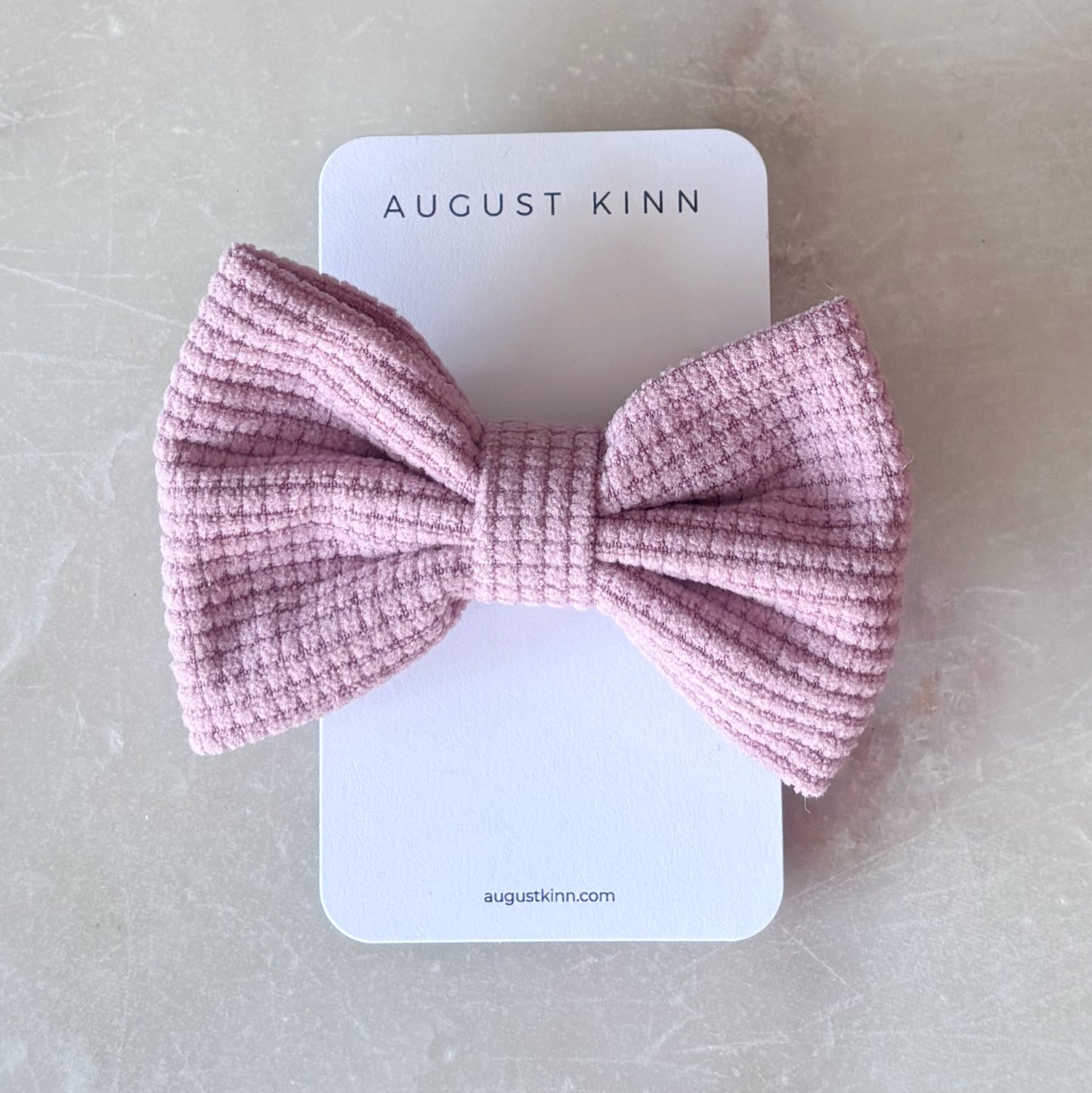 Waffle Bow Stretch Headband - Mauve