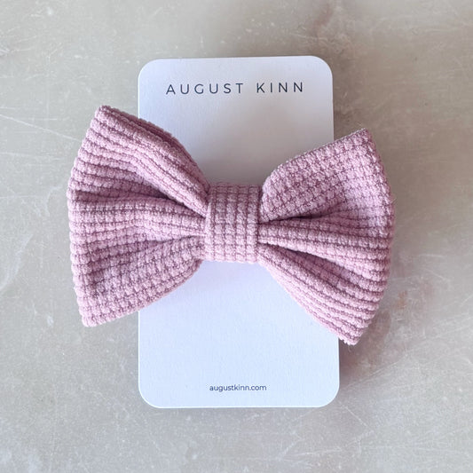 Waffle Bow Stretch Headband - Mauve