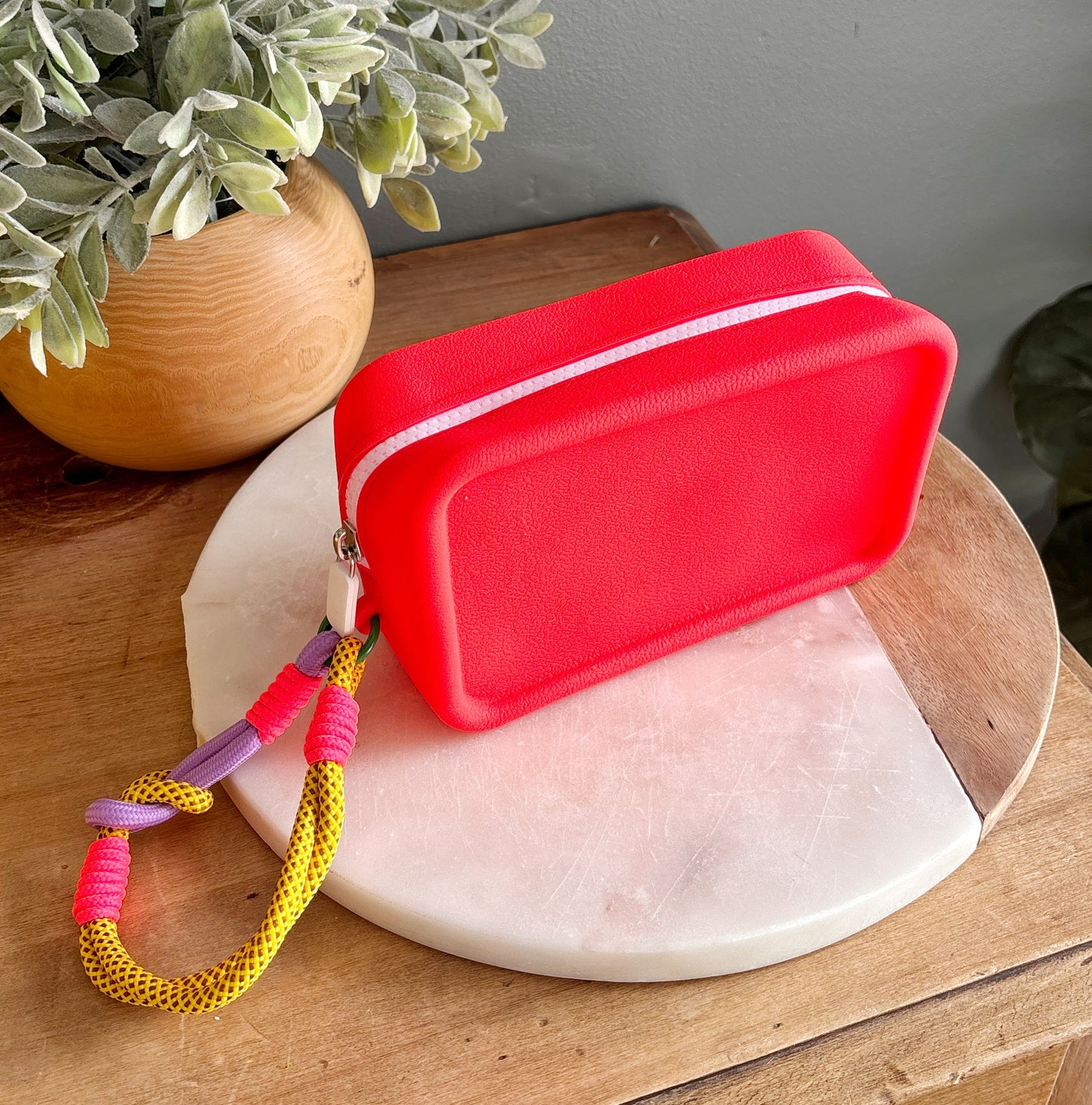 Silicone Cosmetic Pouch - Coral