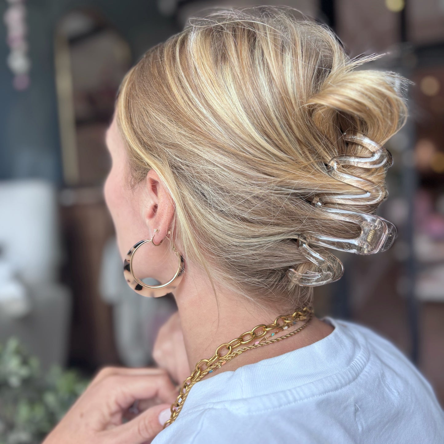 Jelly Scribble Hair Clip - Clear Grey