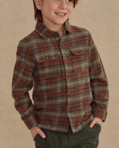 Pocketed Flannel Shirt - Holiday Plaid