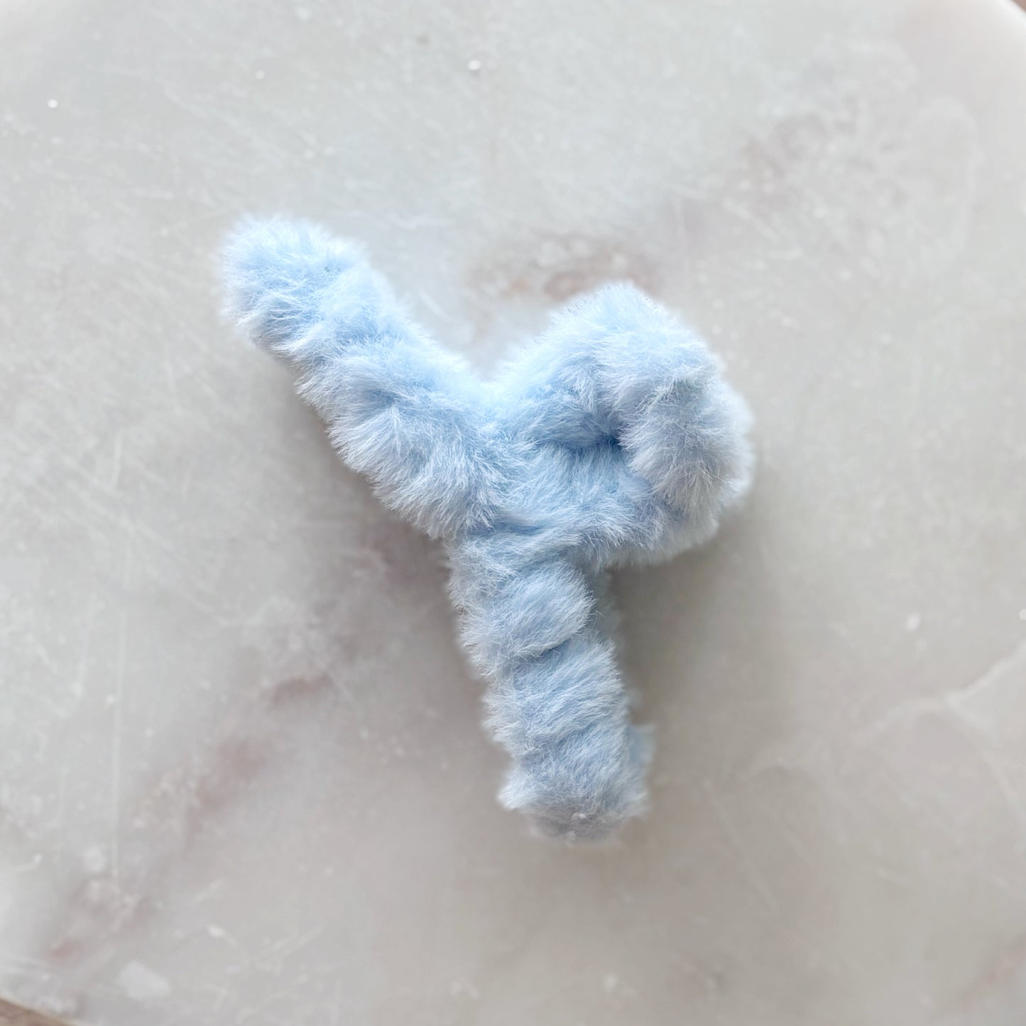 Fluffy Hair Clip - Light Blue