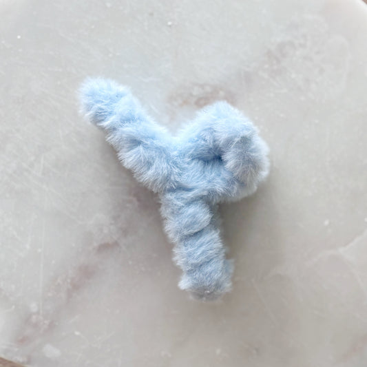 Fluffy Hair Clip - Light Blue