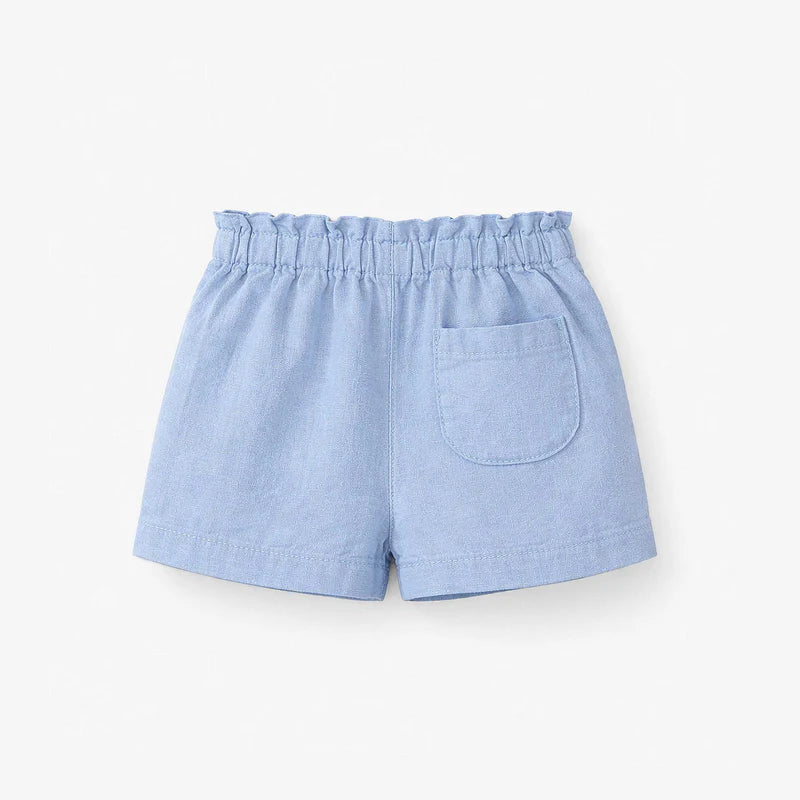 Blue Cotton and Linen Shorts
