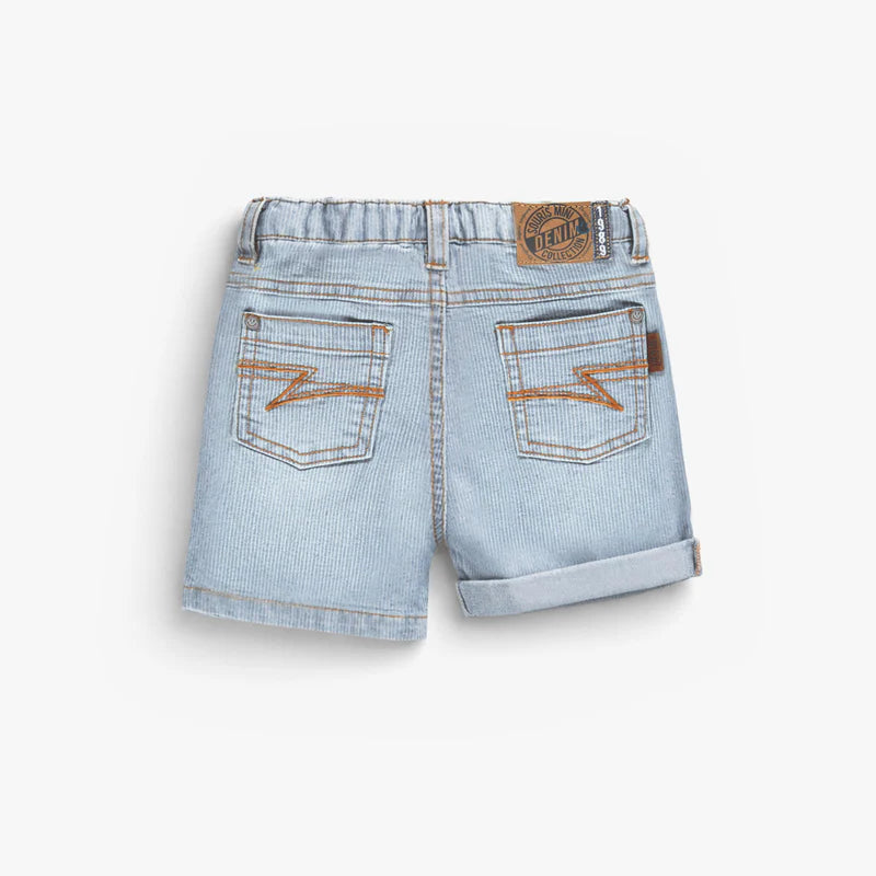Blue Striped Denim Bermuda Shorts