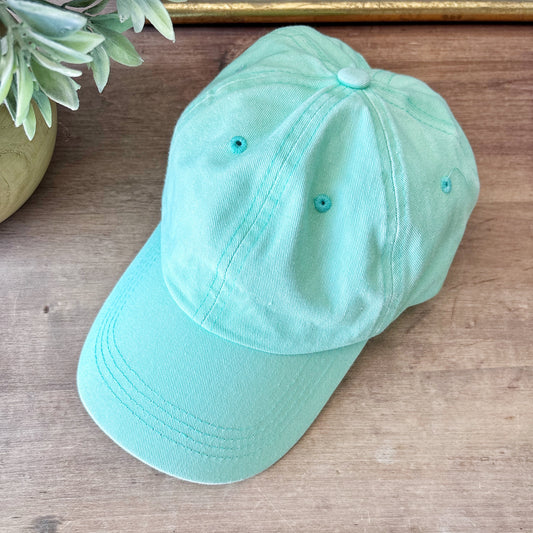 Washed Denim Baseball Cap - Mint