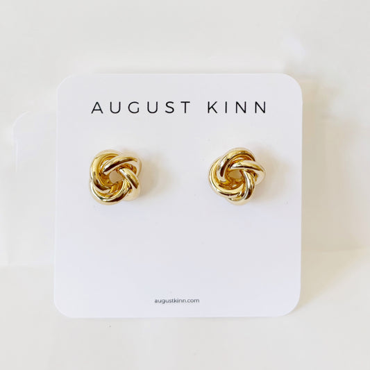 Gold Twisted Knot Stud Earrings