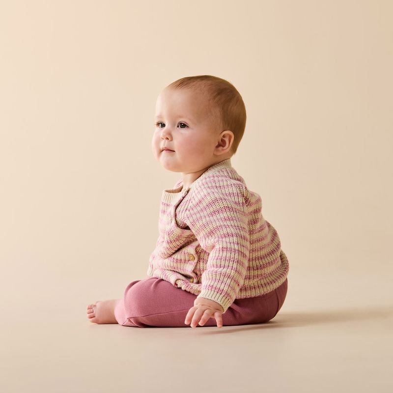 Knit Stripe Kimono Cardigan - Rhubarb and Cream