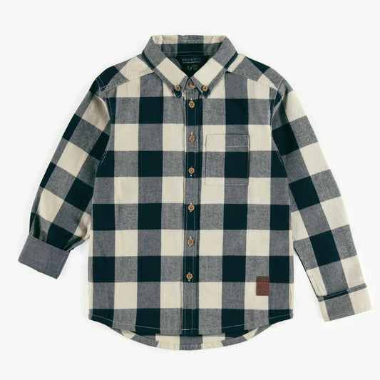 Plaid Flannel Shirt - Navy and Cream